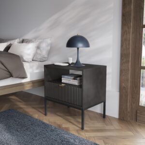 wohnli-moebel-suche-800001095204-1 NACHTTISCH STELLARE 54/56/39 cm Schwarz Holzwerkstoff MASSENO Möbel > Kommoden & Schubladenschränke > Nachttische Schwarz