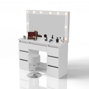 wohnli-moebel-suche-800001098386 Wohnli Möbelsuche - SCHMINKTISCH Lilia weiß mit LED-Beleuchtung und Hocker Tonia