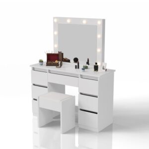 wohnli-moebel-suche-800001098396 Wohnli Möbelsuche - SCHMINKTISCH Talea mit LED (3 Lichtstufen) inkl Hocker Melly