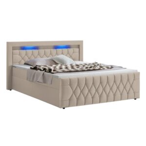 Wohnli Möbelsuche - BOXBETT Leona Beige Samt 140x200 cm