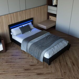 wohnli-moebel-suche-800001098632-1 POLSTERBETT Paris mit LED schwarz 120x200cm Holzwerkstoff Juskys Möbel > Betten > Polsterbetten Schwarz