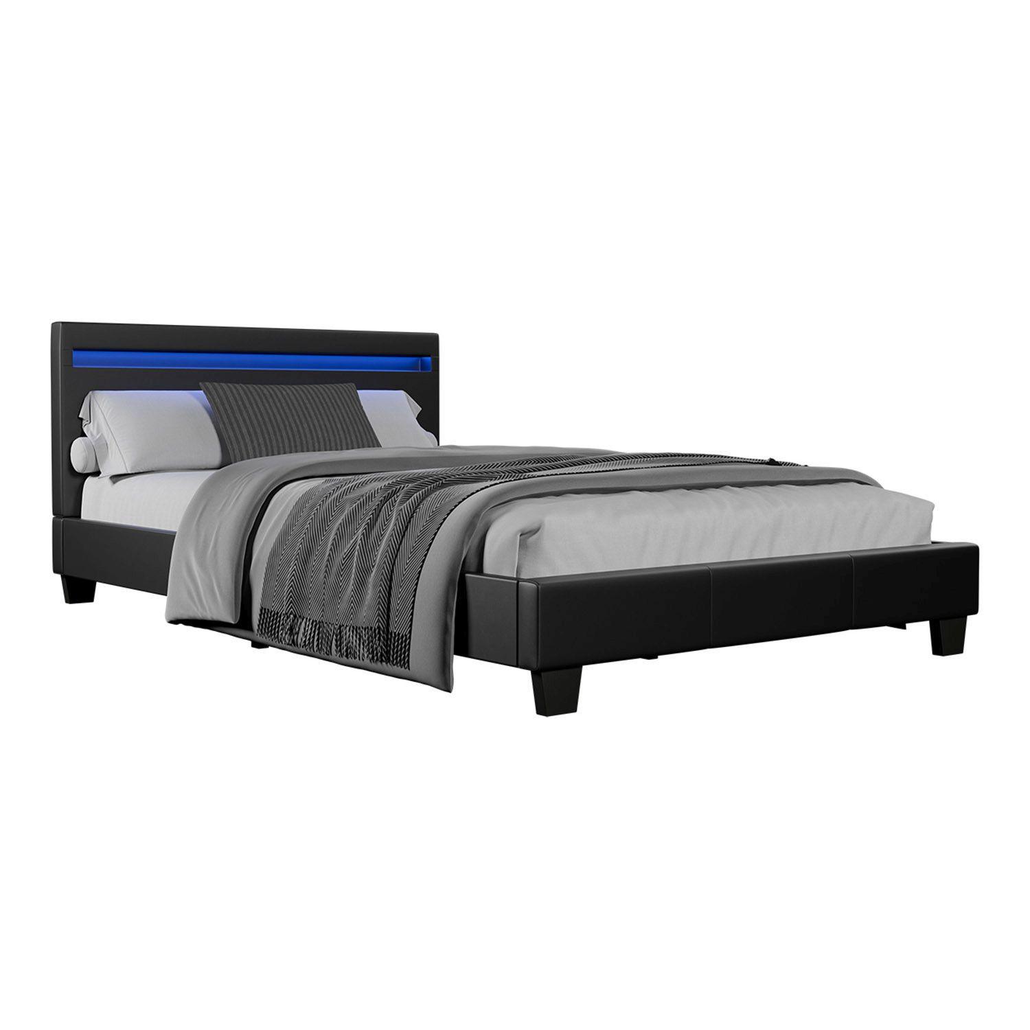 wohnli-moebel-suche-800001098632 Wohnli Möbelsuche - POLSTERBETT Paris mit LED schwarz 120x200cm