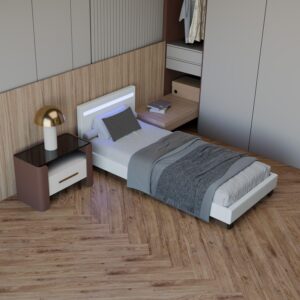wohnli-moebel-suche-800001098637-1 POLSTERBETT Verona mit LED weiß 90x200cm Holz Juskys Möbel > Betten > Polsterbetten Weiß