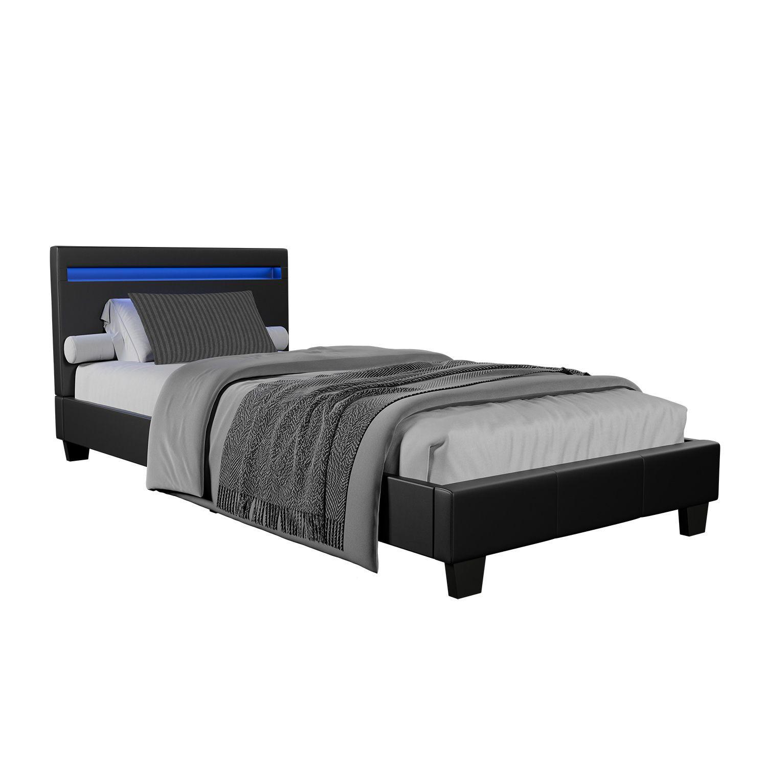 wohnli-moebel-suche-800001098644 Wohnli Möbelsuche - POLSTERBETT Paris mit LED schwarz 90x200cm