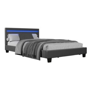 Wohnli Möbelsuche - POLSTERBETT Paris mit LED dunkelgrau 120x200cm