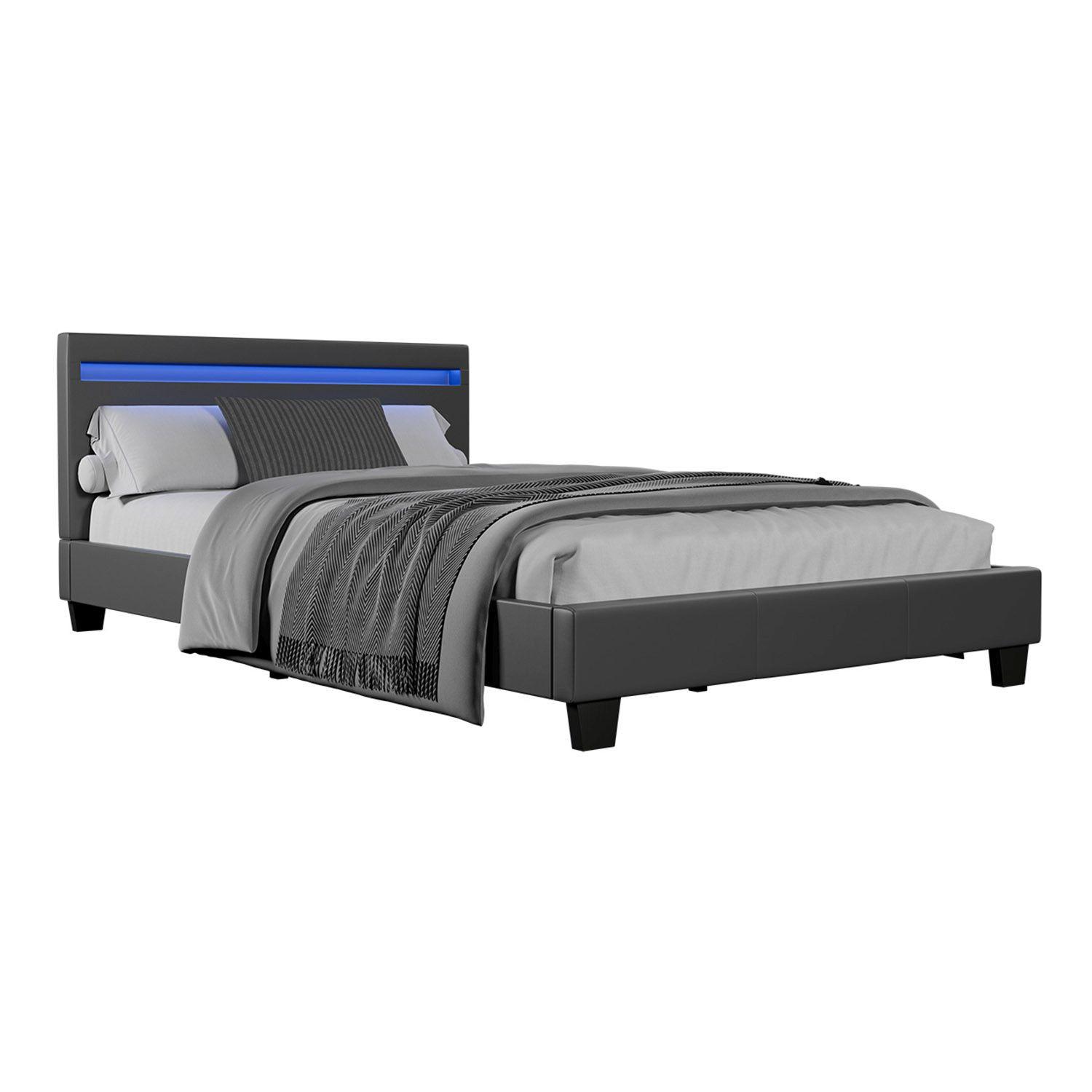 wohnli-moebel-suche-800001098650 Wohnli Möbelsuche - POLSTERBETT Paris mit LED dunkelgrau 120x200cm
