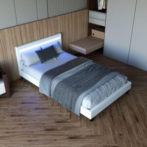 POLSTERBETT Paris mit Matratze und LED weiß 120x200cm Textil Juskys Möbel > Betten > Polsterbetten Weiß