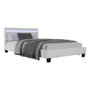 Wohnli Möbelsuche - POLSTERBETT Paris mit Matratze und LED weiß 120x200cm