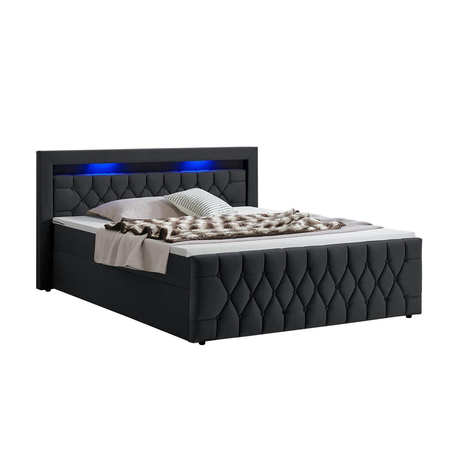 Wohnli Möbelsuche - BOXBETT Leona Schwarz Samt 140x200 cm