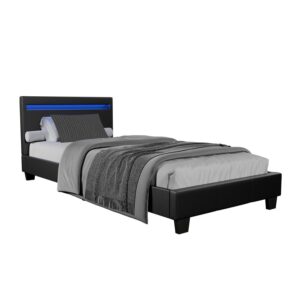 Wohnli Möbelsuche - POLSTERBETT Paris mit Matratze und LED schwarz 90x200cm