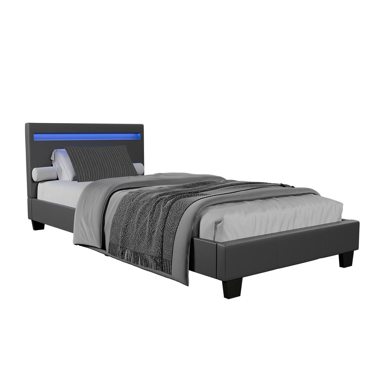wohnli-moebel-suche-800001098668 Wohnli Möbelsuche - POLSTERBETT Paris mit Matratze und LED dunkelgrau 90x200cm
