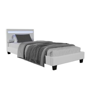 Wohnli Möbelsuche - POLSTERBETT Paris mit Matratze und LED weiß 90x200cm