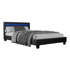 Wohnli Möbelsuche - POLSTERBETT Paris mit Matratze und LED schwarz 120x200cm