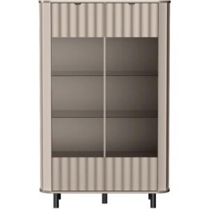 wohnli-moebel-suche-800001099600-1 VITRINE Nevada mit zwei Türen 65 cm Taupe Holzwerkstoff Beautysofa Möbel > Schränke > Vitrinen Taupe