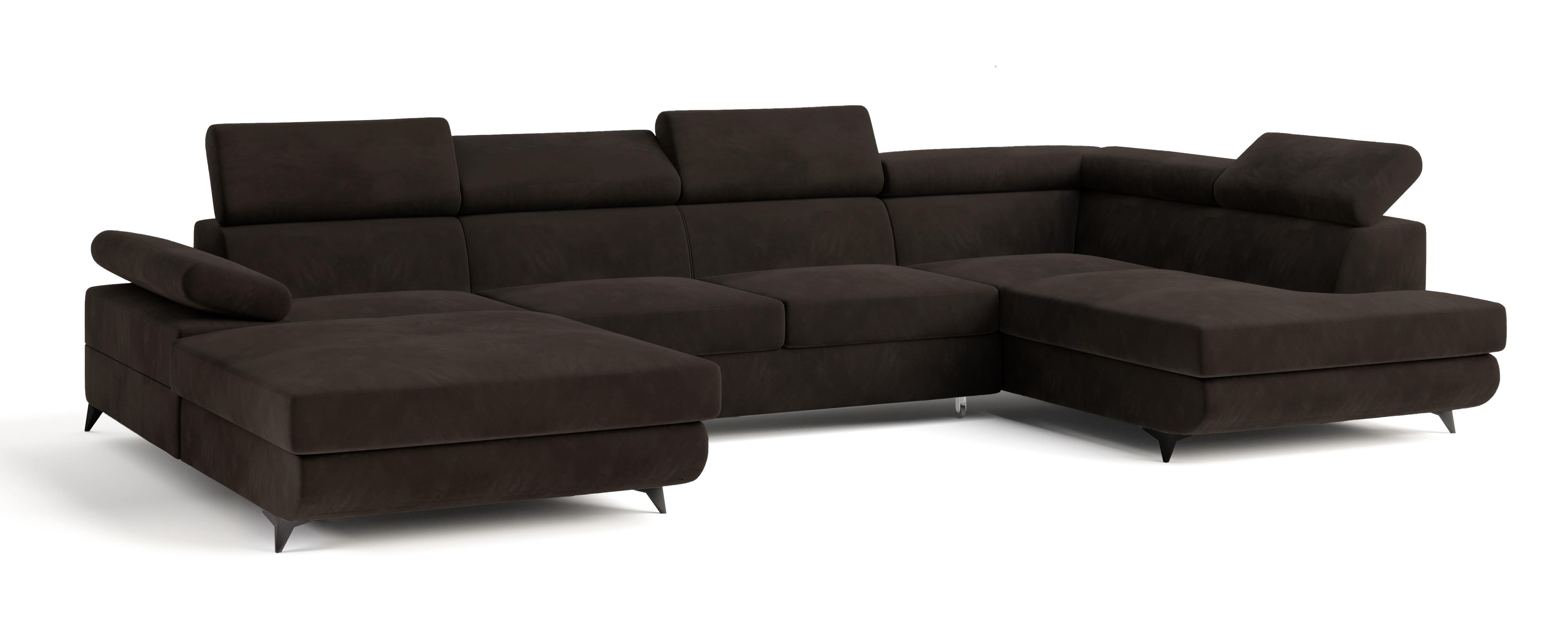 wohnli-moebel-suche-800001100166 Wohnli Möbelsuche - WOHNLANDSCHAFT RUBANO R-S Braun Velours-Stoff mit Schlaffunktion