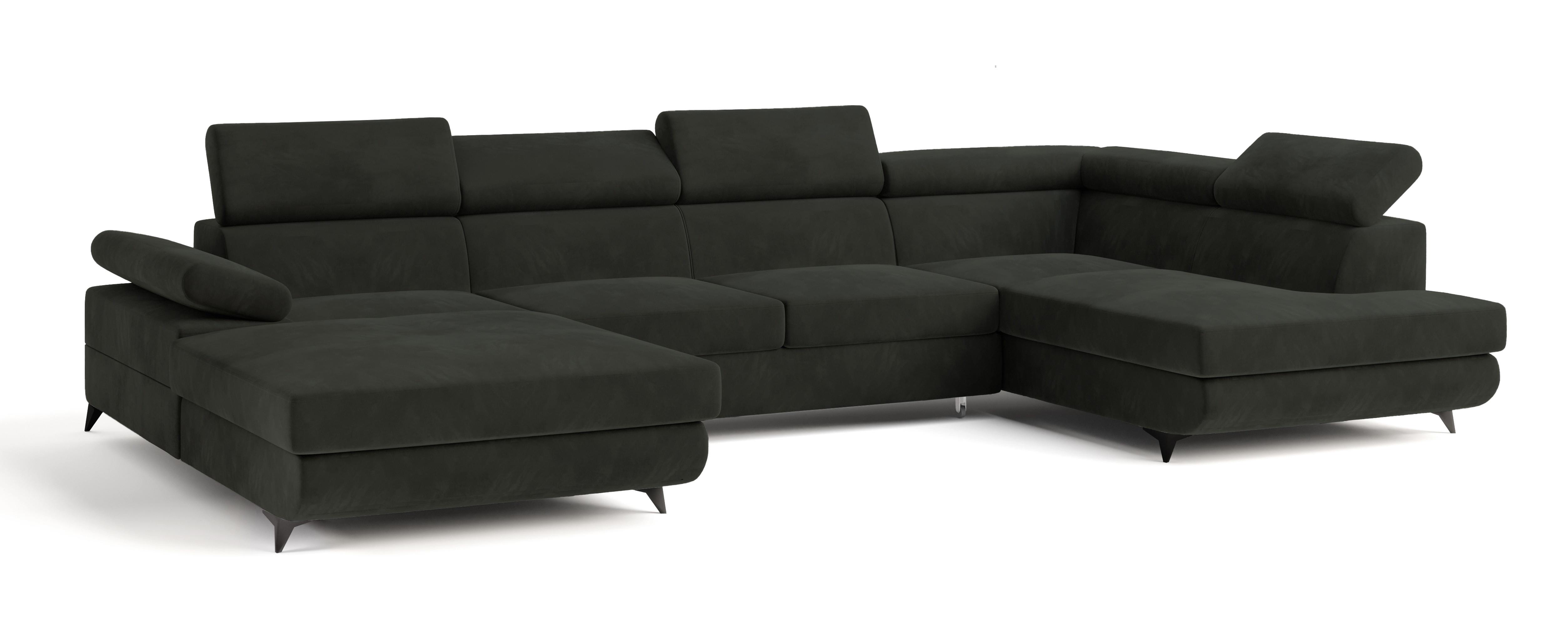 wohnli-moebel-suche-800001100181 Wohnli Möbelsuche - WOHNLANDSCHAFT RUBANO R-S Schwarz Velours-Stoff mit Schlaffunktion