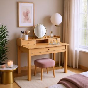 wohnli-moebel-suche-800001102411-1 SCHMINKTISCH Holzoptik mit Schubladen & Ablage Holzwerkstoff Urban Meuble Möbel > Kommoden & Schubladenschränke > Kommoden Braun