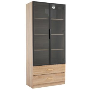 wohnli-moebel-suche-800001102446 Wohnli Möbelsuche - VITRINENSCHRANK mit 2 Schubladen und 2 Türen 74/34.5/170 cm