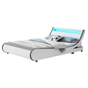 wohnli-moebel-suche-800001105731 Wohnli Möbelsuche - POLSTERBETT Valencia weiß 180x200cm mit Matratze und LED (16 Farben)