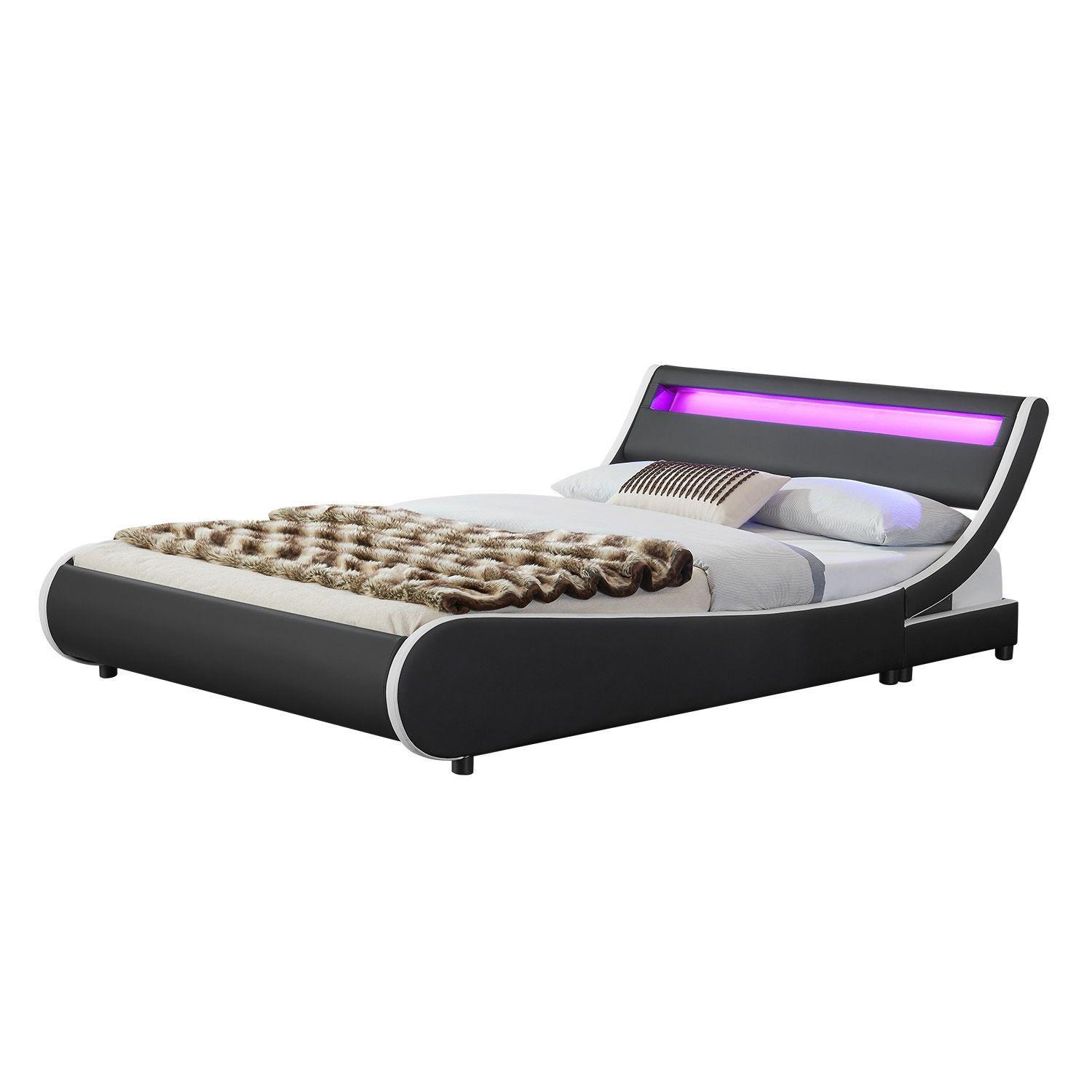 wohnli-moebel-suche-800001105739 Wohnli Möbelsuche - POLSTERBETT Valencia schwarz 180x200cm mit Matratze und LED (16 Farben)