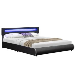 wohnli-moebel-suche-800001105742 Wohnli Möbelsuche - POLSTERBETT Sevilla schwarz mit Matratze 180x200cm inkl. LED