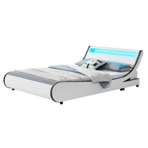 wohnli-moebel-suche-800001105749 Wohnli Möbelsuche - POLSTERBETT Valencia weiß 140x200cm mit Matratze und LED (16 Farben)