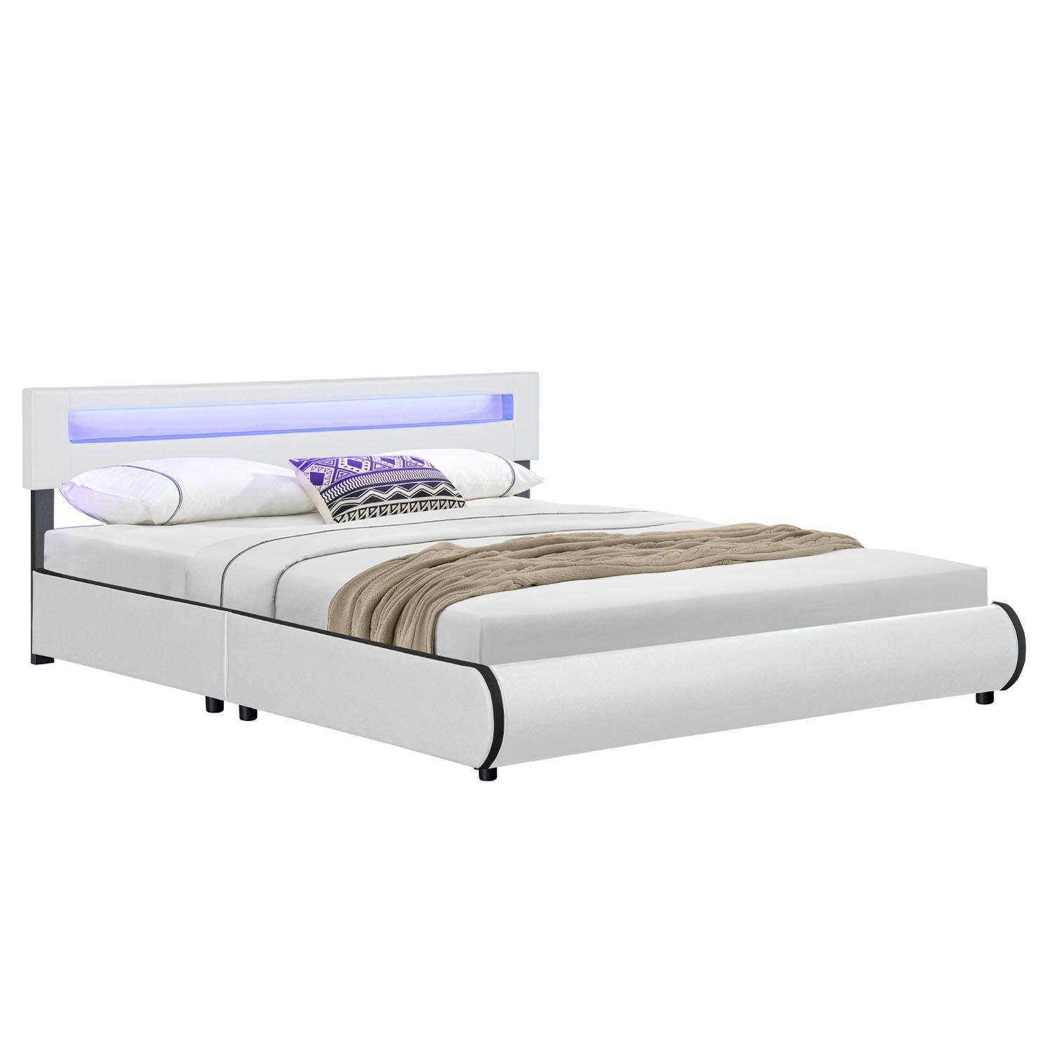 wohnli-moebel-suche-800001105752 Wohnli Möbelsuche - POLSTERBETT Sevilla weiß mit Matratze 180x200cm inkl. LED