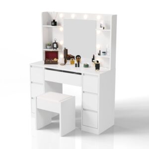 wohnli-moebel-suche-800001105765 Wohnli Möbelsuche - SCHMINKTISCH Malia mit LED und Hocker Melly