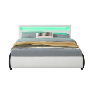 wohnli-moebel-suche-800001105777 Wohnli Möbelsuche - POLSTERBETT Sevilla weiß mit Matratze 140x200cm inkl. LED