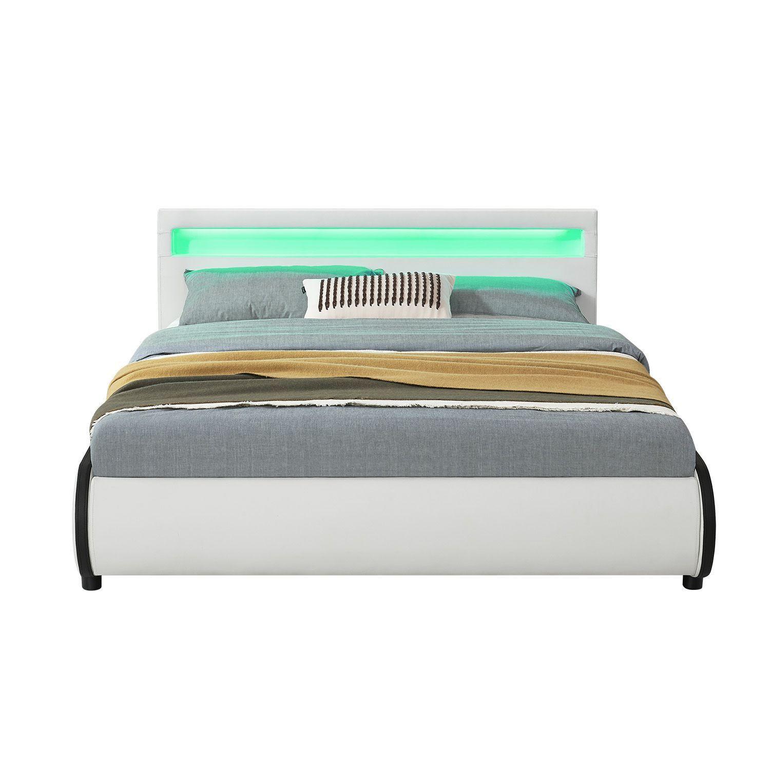 wohnli-moebel-suche-800001105777 Wohnli Möbelsuche - POLSTERBETT Sevilla weiß mit Matratze 140x200cm inkl. LED