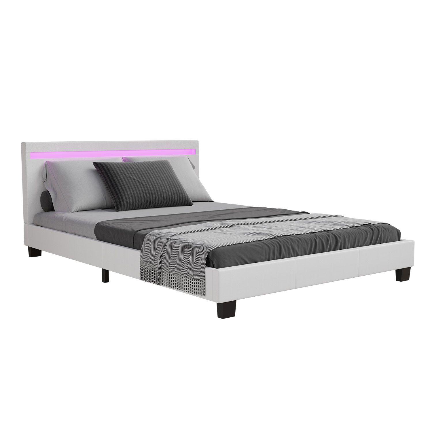 wohnli-moebel-suche-800001105779 Wohnli Möbelsuche - POLSTERBETT Paris weiß 140x200cm mit Matratze und LED (16 Farben)