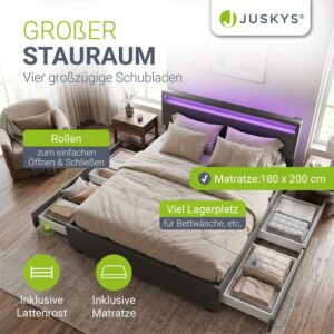 wohnli-moebel-suche-800001105843-1 POLSTERBETT Lyon mit Matratze dunkelgrau 180x200cm Textil Juskys Möbel > Betten > Polsterbetten Grau