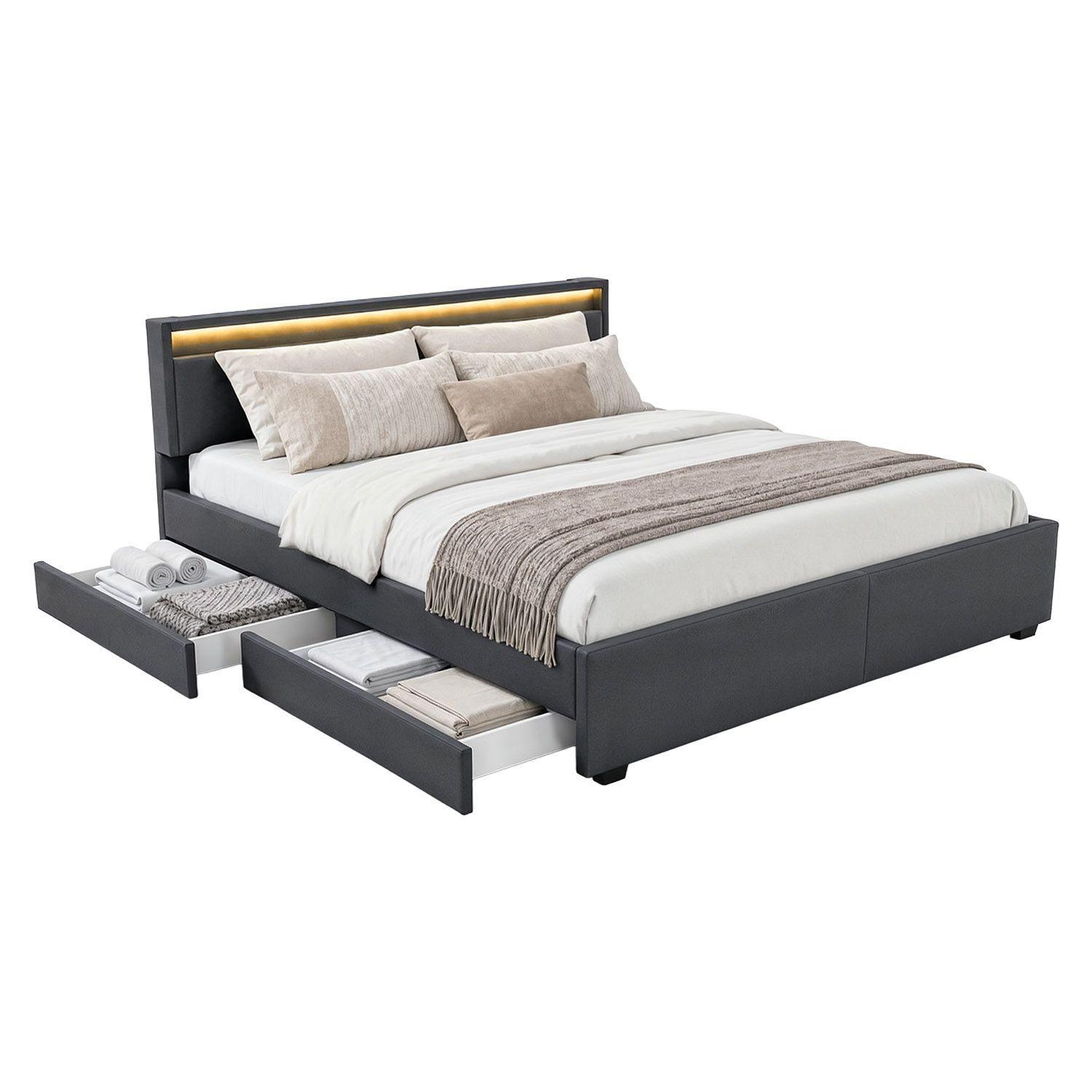 wohnli-moebel-suche-800001105843 Wohnli Möbelsuche - POLSTERBETT Lyon mit Matratze dunkelgrau 180x200cm