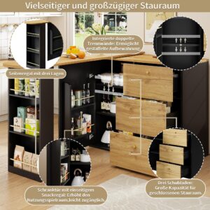 wohnli-moebel-suche-800001106042-1 BARTISCH ausziehbarer mit Stauraum Schwarz und Braun Holzwerkstoff Urban Meuble Möbel > Tische > Bartische Schwarz