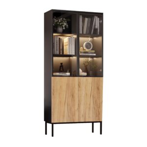 wohnli-moebel-suche-800001106049 Wohnli Möbelsuche - VITRINE mit Glastüren Schwarz und Eiche