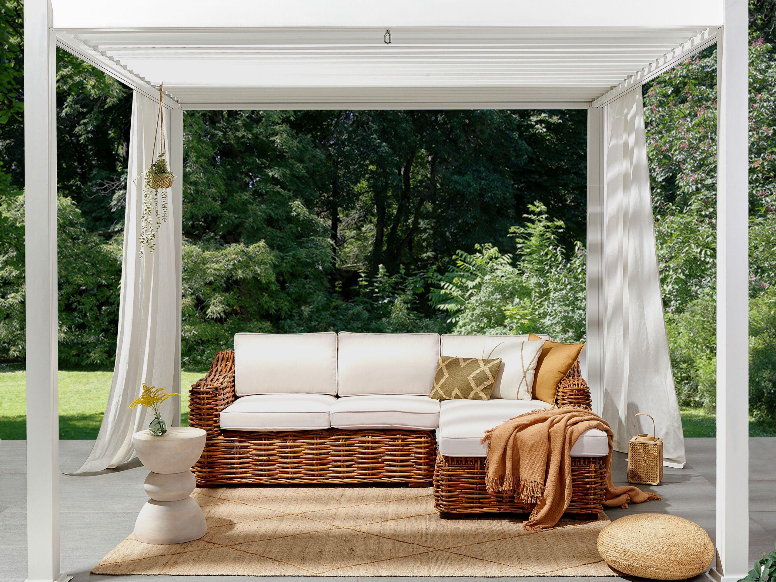 GARTEN-ECKSOFA 3-Sitzer Beige Briatico Naturmaterialien Beliani Garten & Outdoor > Gartenmöbel Beige
