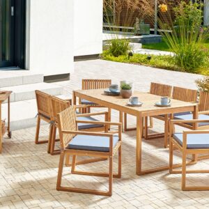 wohnli-moebel-suche-800001106919-1 GARTENMÖBEL-SET 8-Sitzer Heller Holzfarbton Sassari II Holz Beliani Garten & Outdoor > Gartenmöbel > Gartenmöbel-Sets Braun