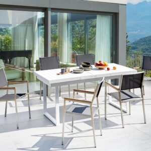 wohnli-moebel-suche-800001106925-1 GARTENMÖBEL-SET 6-Sitzer Weiß Valcanetto/Grosseto Metall Beliani Garten & Outdoor > Gartenmöbel > Gartenmöbel-Sets Weiß