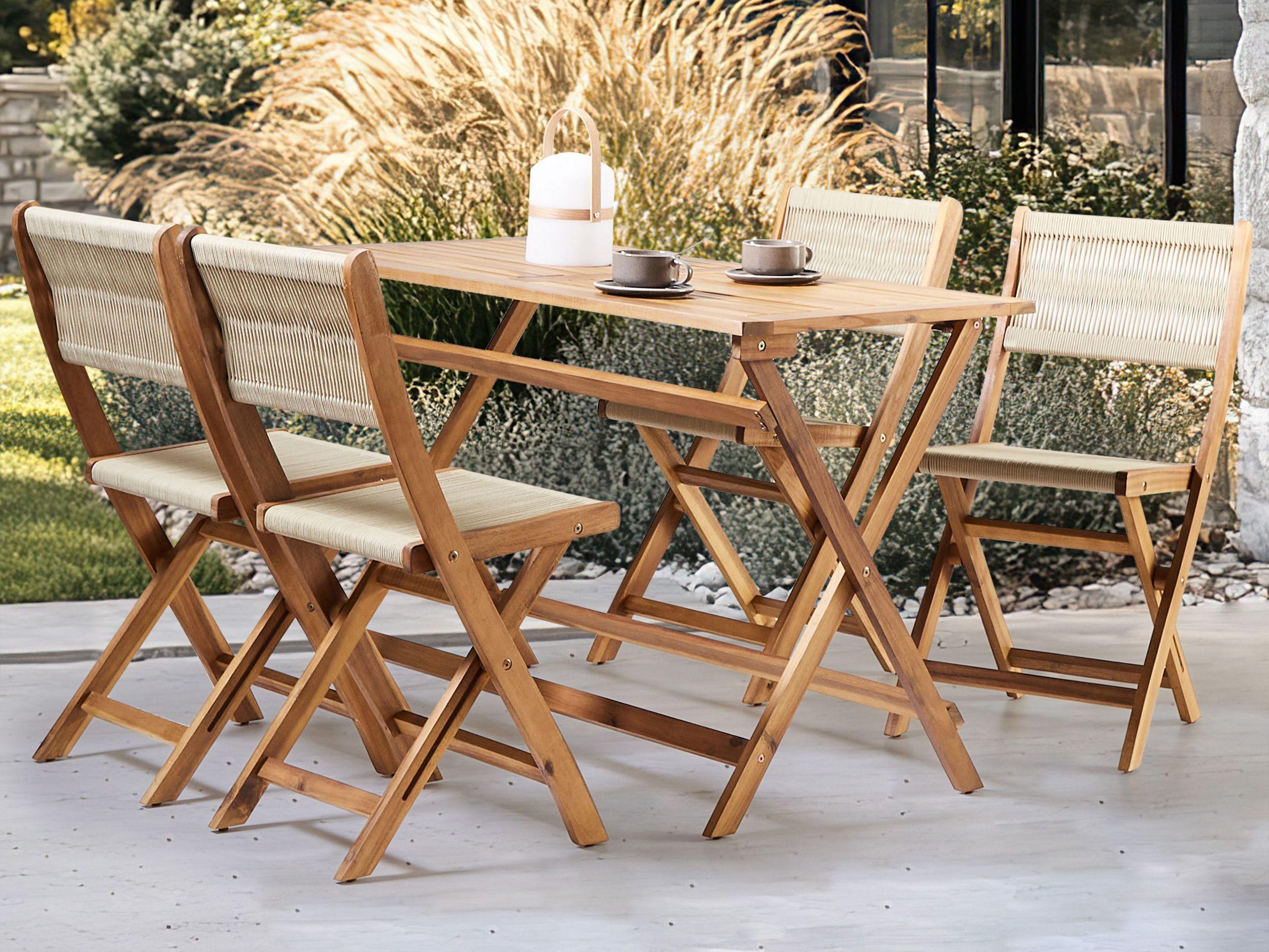 GARTENMÖBEL-SET 4-Sitzer Beige Prossedi Holz Beliani Garten & Outdoor > Gartenmöbel > Gartenstühle Beige