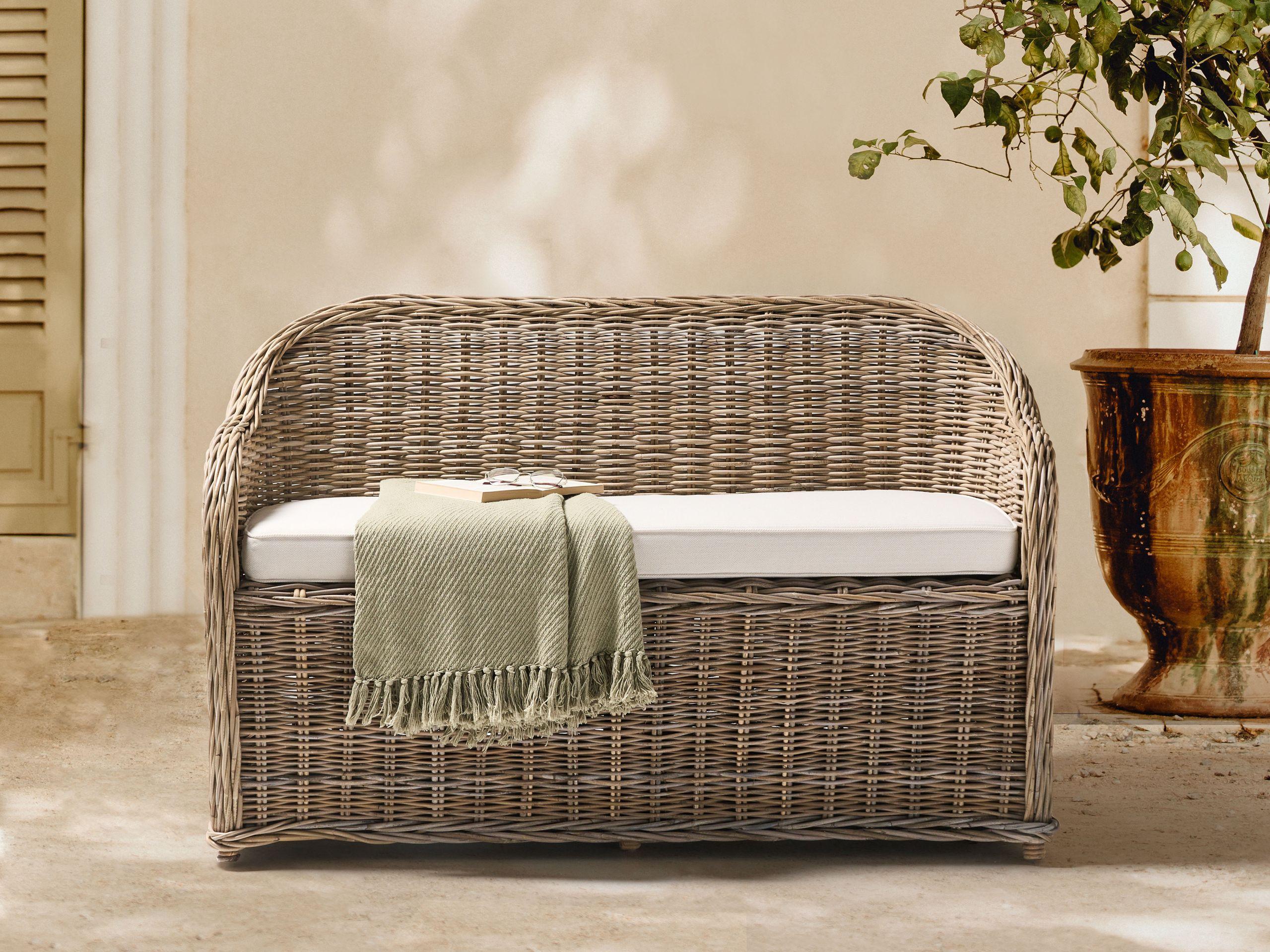 GARTENSOFA 2-Sitzer Naturfarben Susua Naturmaterialien Beliani Garten & Outdoor > Gartenmöbel Braun