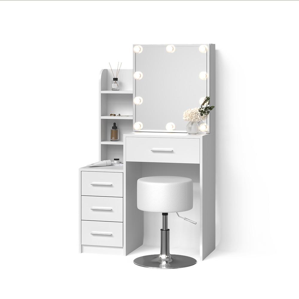 Wohnli Möbelsuche - SCHMINKTISCH Loreta Weiß mit LED Beleuchtung und Hocker