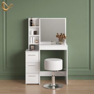 wohnli-moebel-suche-800001107290-1 SCHMINKTISCH Ivera Weiß 79.9 cm mit Hocker Holzwerkstoff Livinity® Möbel > Tische > Schminktische Weiß