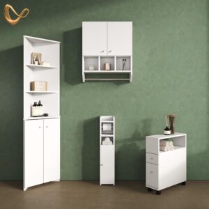 wohnli-moebel-suche-800001107315-1 BADSCHRANK Fucino Weiß 18 x 61.6 cm mit 2 Schubladen Holzwerkstoff Livinity® Möbel > Schränke > Badezimmerschränke Weiß