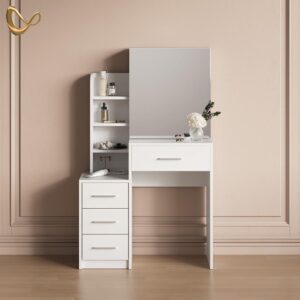 wohnli-moebel-suche-800001107318-1 SCHMINKTISCH Loreta Weiß 80 cm Holzwerkstoff Livinity® Möbel > Tische > Schminktische Weiß