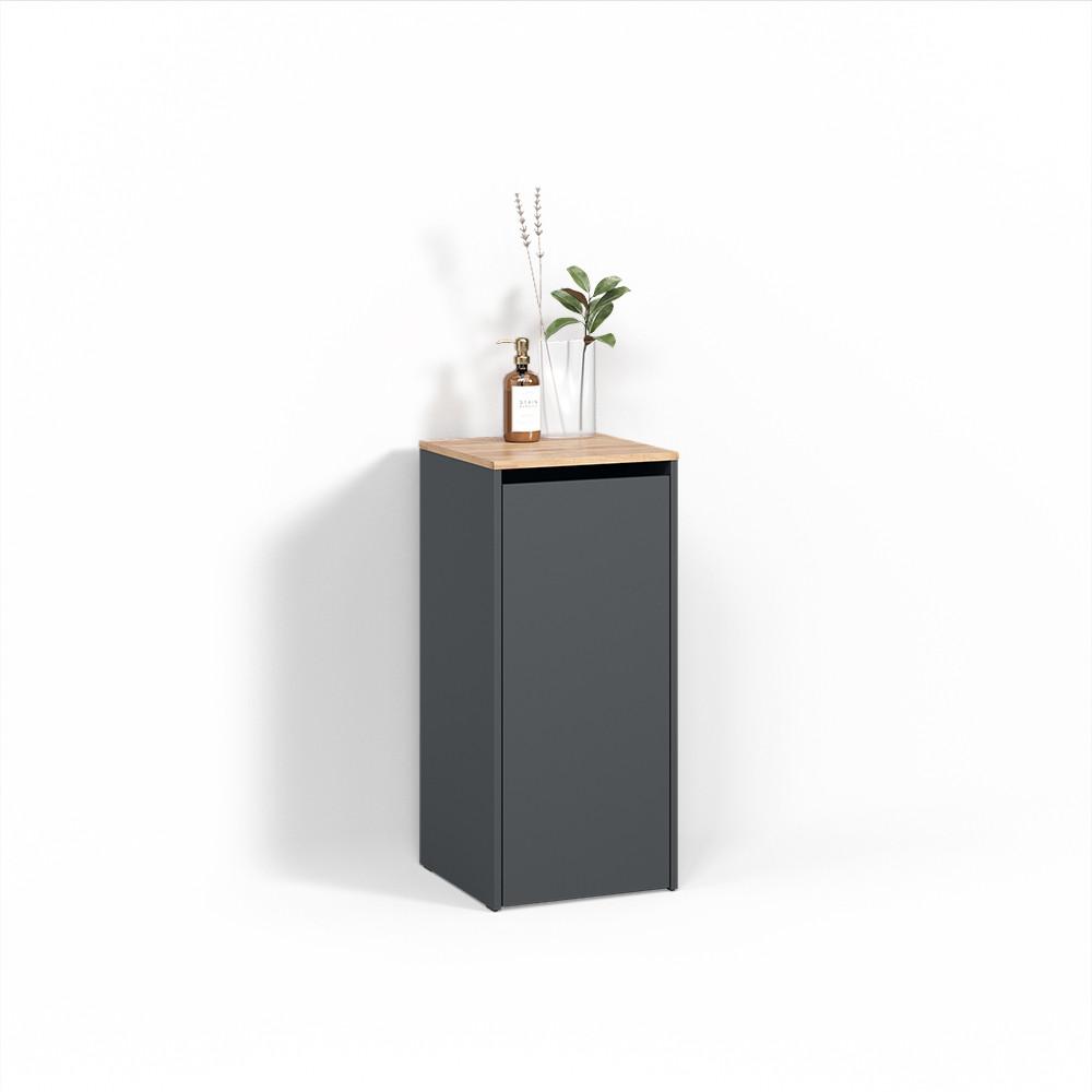 wohnli-moebel-suche-800001107401 Wohnli Möbelsuche - BADSCHRANK Paolina Anthrazit/Goldkraft Eiche 40.2 x 88.2 cm mit Wäschkorb