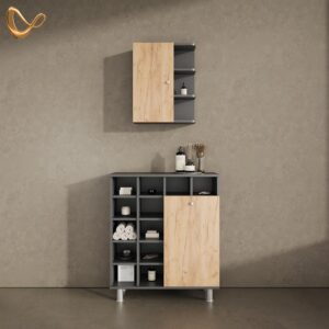 wohnli-moebel-suche-800001107403-1 BADSCHRANK Fucino Anthrazit/Goldkraft Eiche 78.4 x 91.6 cm Holzwerkstoff Livinity® Möbel > Schränke > Badezimmerschränke Anthrazit