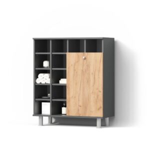 wohnli-moebel-suche-800001107403 Wohnli Möbelsuche - BADSCHRANK Fucino Anthrazit/Goldkraft Eiche 78.4 x 91.6 cm