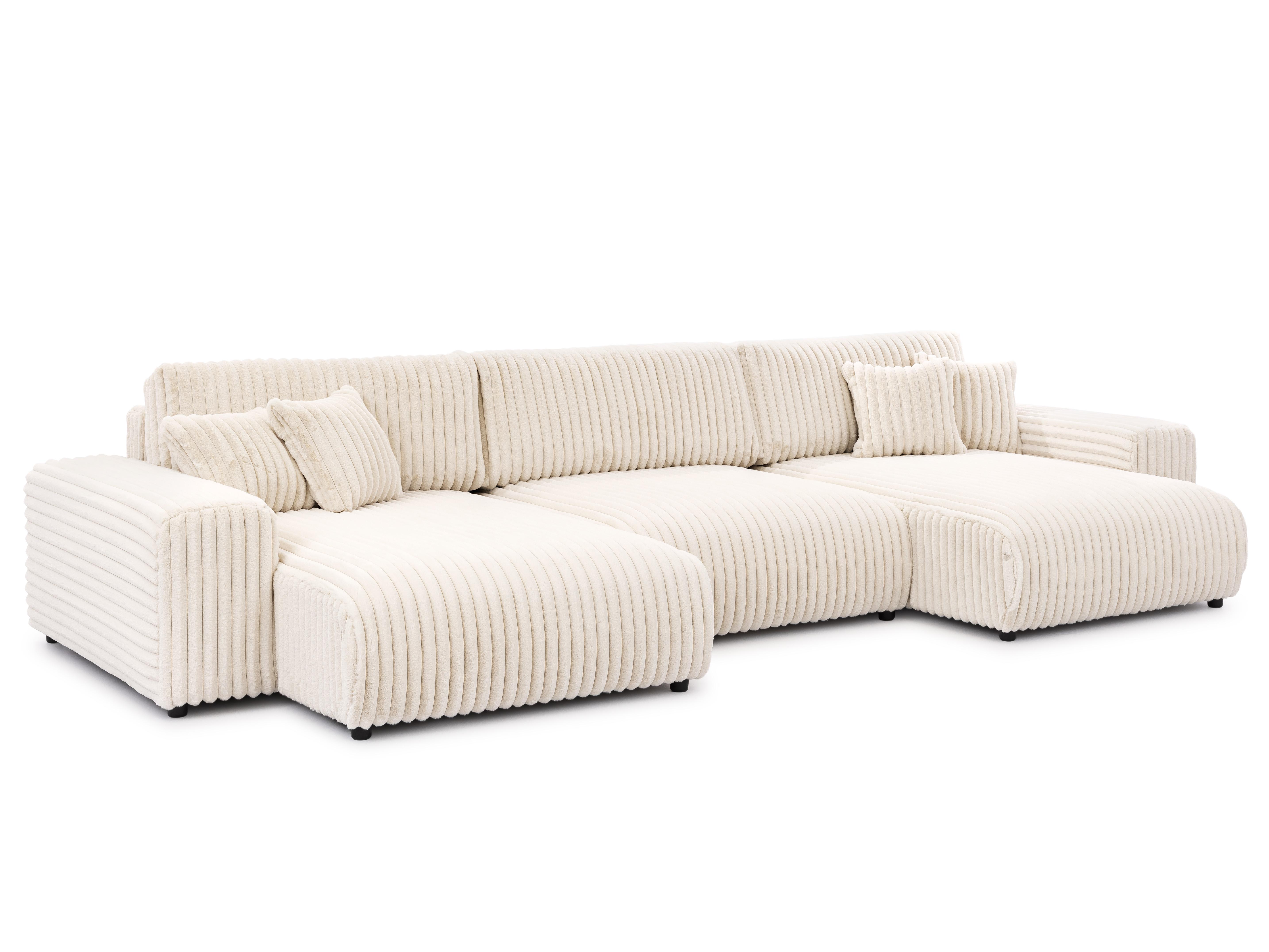 Wohnli Möbelsuche - WOHNLANDSCHAFT Mollis Hellbeige Plüschcord mit Schlaffunktion