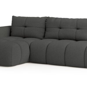 Wohnli Möbelsuche - ECKSOFA FLUMA L-S Grau Boucle-Stoff mit Schlaffunktion