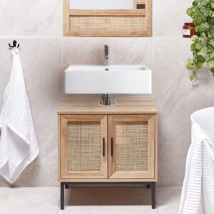 wohnli-moebel-suche-800001109387-1 WASCHBECKENUNTERSCHRANK Heller Holzfarbton Rosell Holzwerkstoff Beliani Möbel > Schränke > Badezimmerschränke > Waschbeckenunterschränke Braun